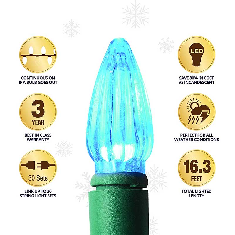 Outdoor/Indoor Christmas Lights 300-Count Total C3 LED Bulbs, 97.8ft, 300, Multi-Color